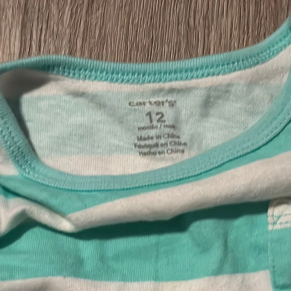 Striped Teal and White Kids Dress
